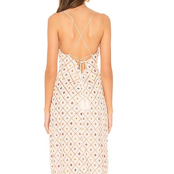 TULAROSA LINDA EMBROIDERED SLIP MIDI DRESS - Picture 7 of 7